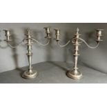 A pair of quality three light silverplated candlesticks, approximately 37cm High.