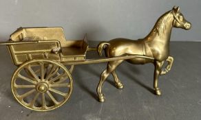 A brass horse and carriage