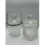 Two cut glass jars (H20cm)