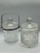 Two cut glass jars (H20cm)