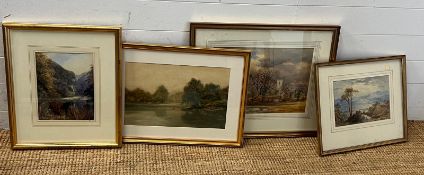 Four rural scenes, prints and watercolours (Largest frame 65cm x 53cm)