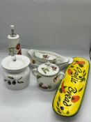 A selection of summer theme china including pots and dishes