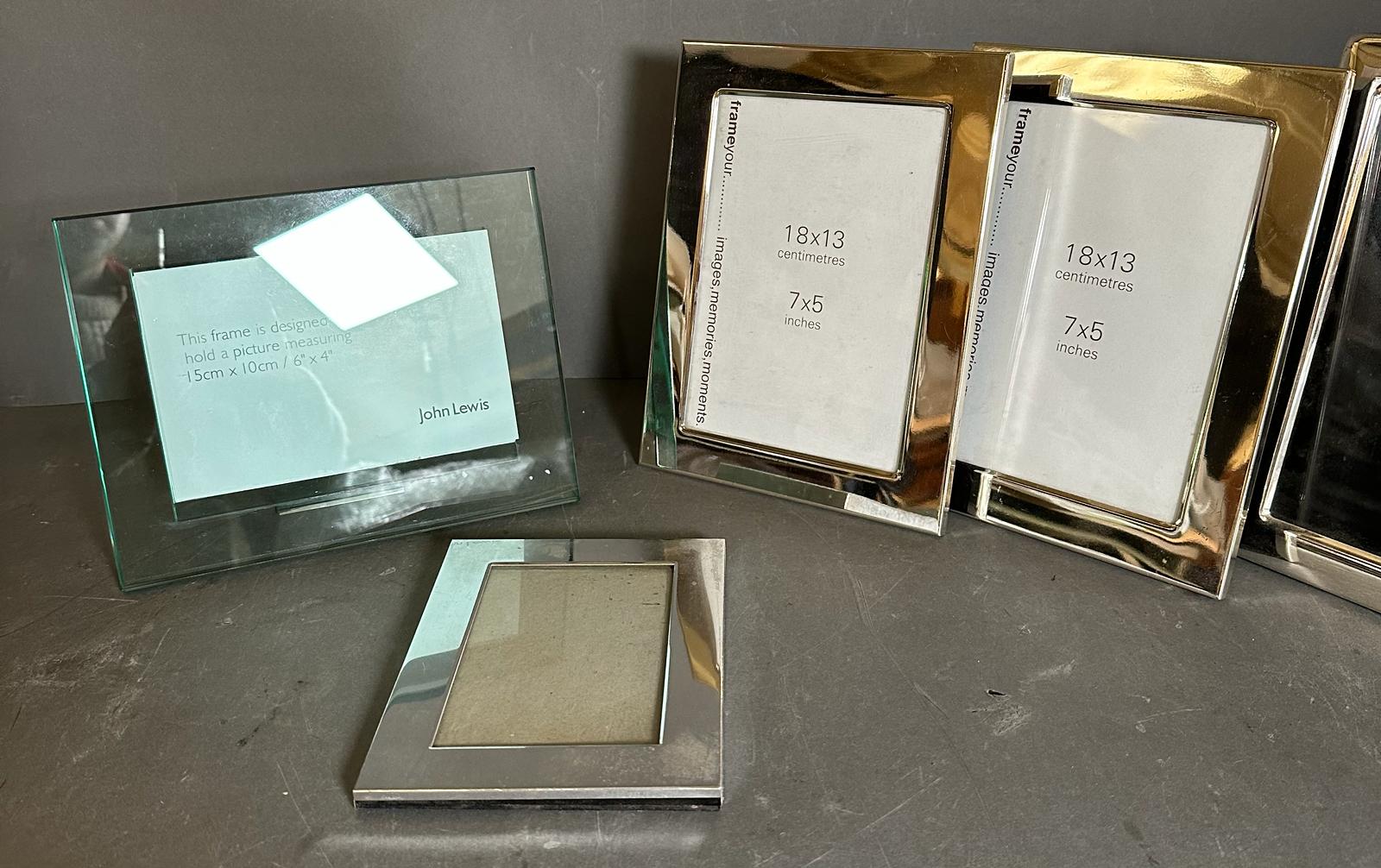 A selection of five white metal photograph frames various sizes along with a John Lewis 6" x 4" - Image 3 of 4