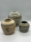 Three ginger jars various sizes and ages