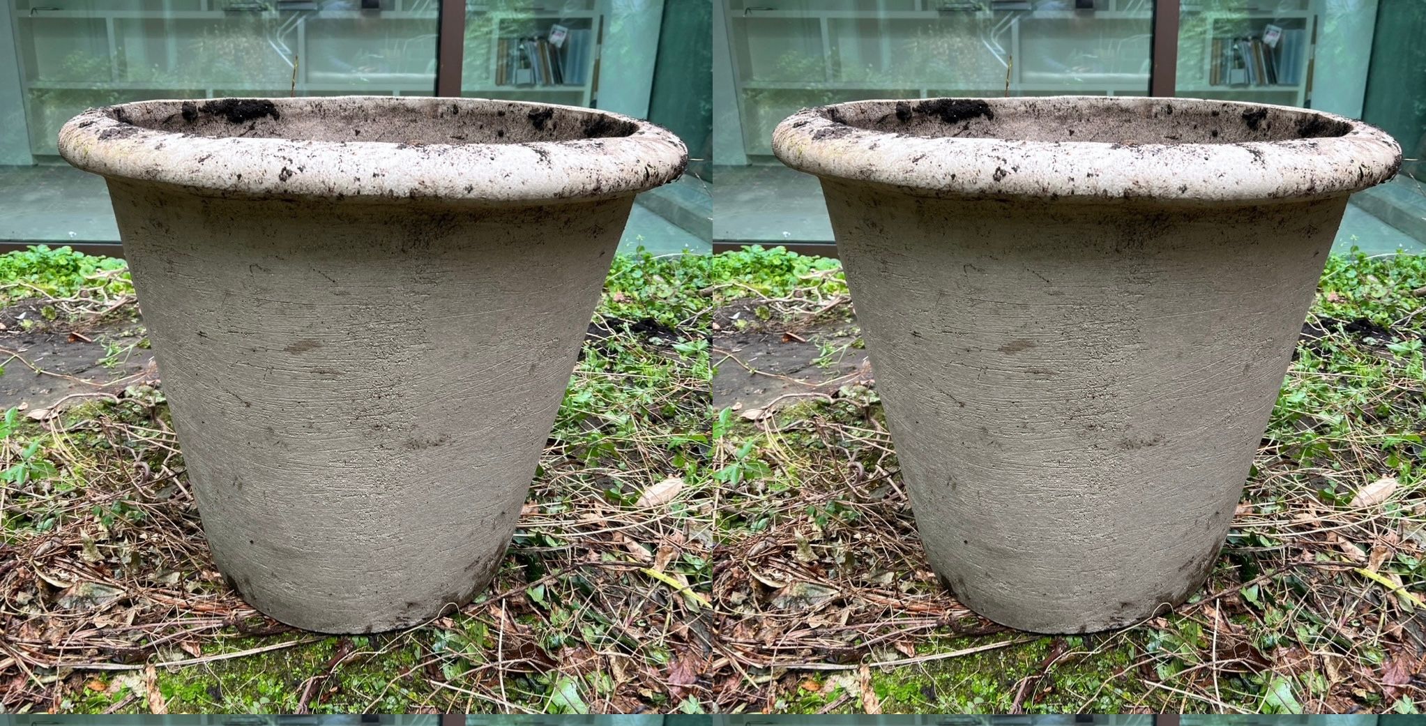 A pair of large composite stone planters (H75cm Dia76cm)