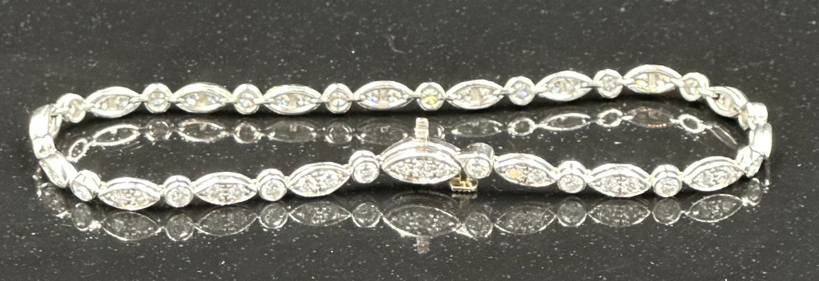 Tiffany diamond bracelet mounted in platinum. Signed Tiffany 950. Total diamond weight approximately - Image 2 of 7