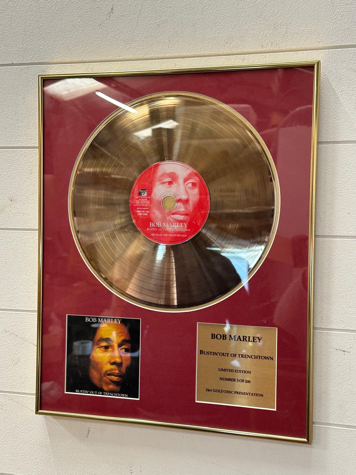 Bob Marley gold disc for the album "Bust In Out Of Trench Town" 3 of 200 (40cm x 50cm)