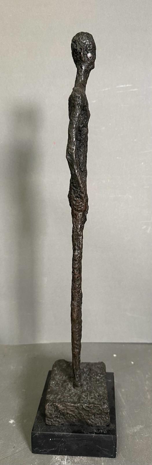 A bronze sculpture of The Tall Man in a marble plinth and signed Giacometti to base H47cm - Image 4 of 4