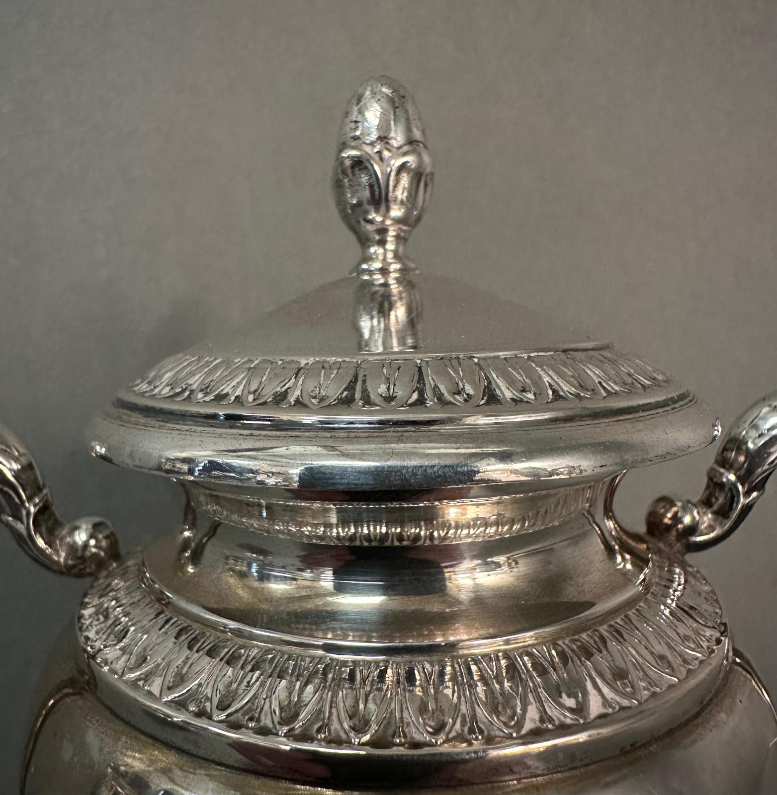 A continental silver tea and coffee service to include tray, tea and coffee pots and sugar bowl. - Image 5 of 8