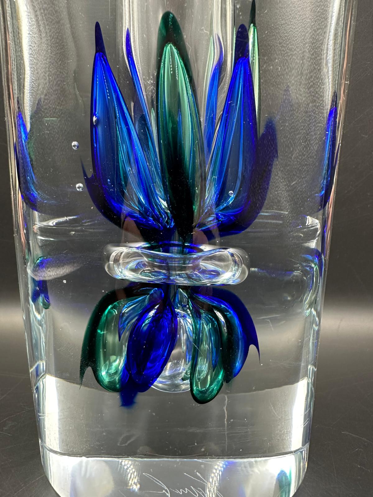 A Sommerso single stem glass vase signed to base approximately 27cm H - Image 7 of 10