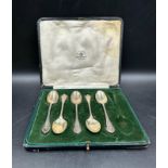 A boxed set of five silver tea spoons, Hallmarked for Sheffield 1931