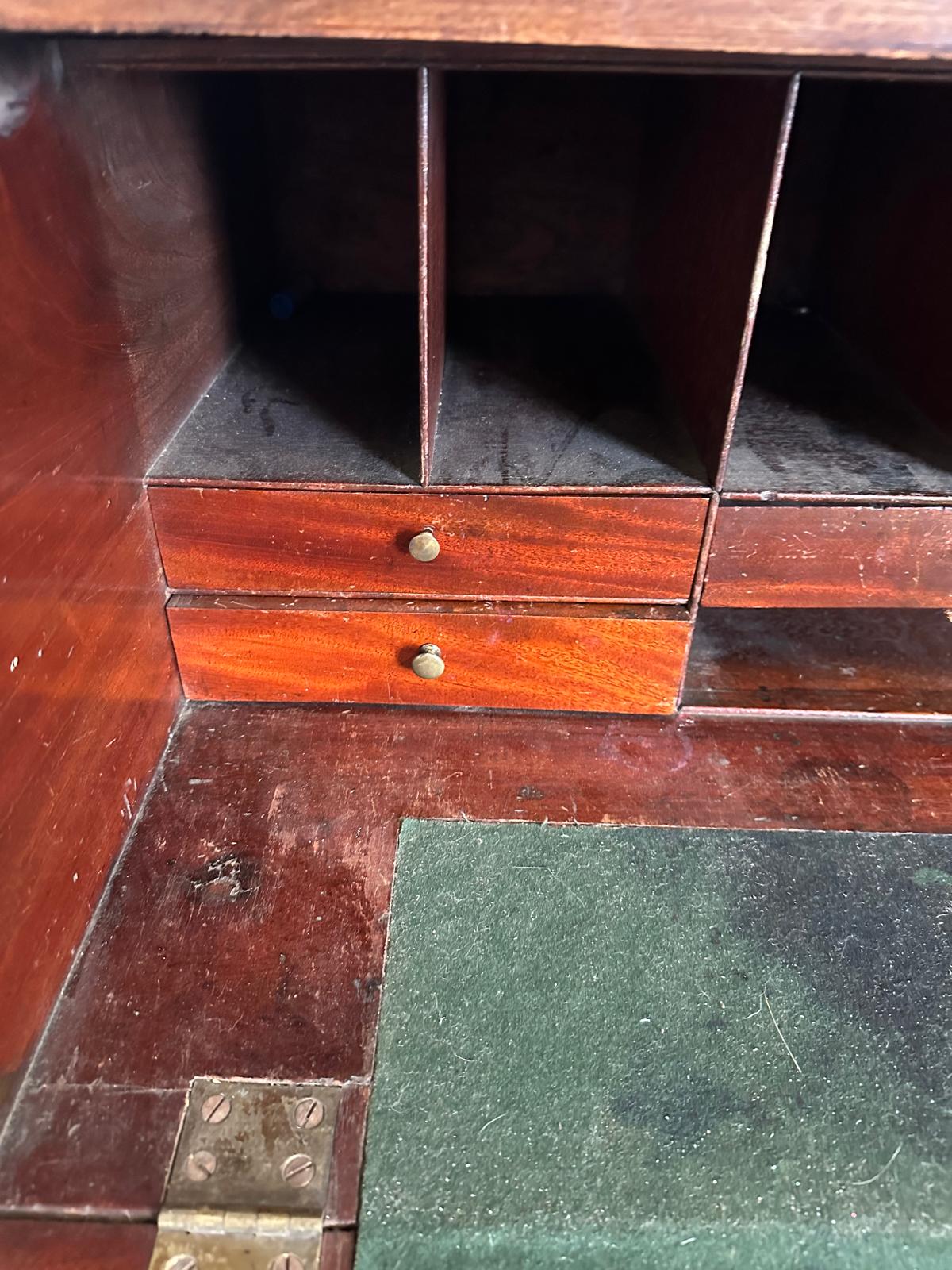 A Georgian mahogany secretaire bookcase, glazed doors opening to shelves, the base fitted with - Image 6 of 8