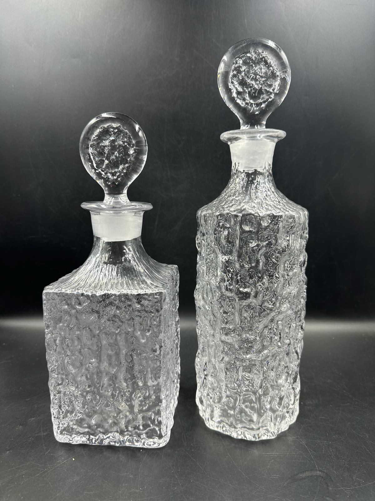 Two Whitefriars clear glass decanters in a moulded bark style form - Image 7 of 12