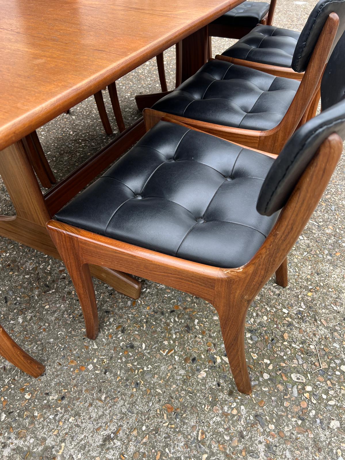 An extending teak dining table by Vanson along with the Vanson for Heals eight chairs whit black - Image 2 of 15
