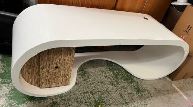 A white gloss orbit desk (H76cm W215cm D74cm)