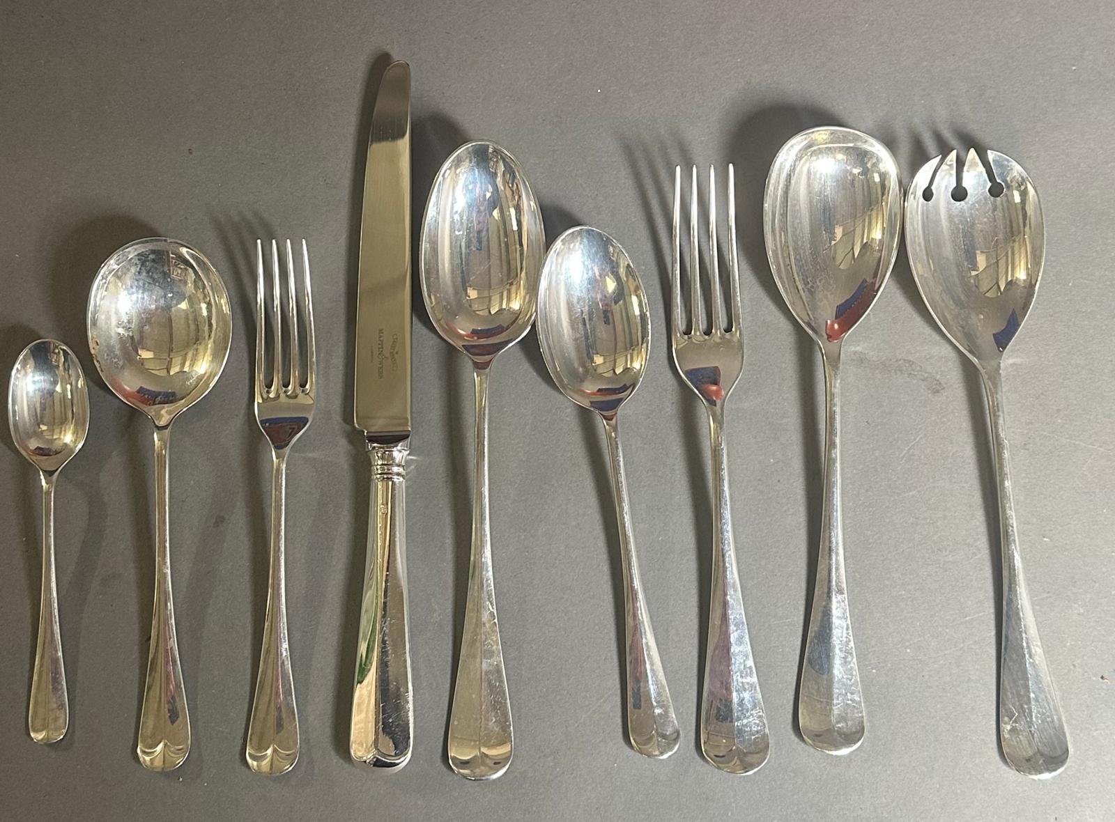 A Mappin and Webb silver canteen of twelve place settings of cutlery to include. Table Knife, Fork - Image 8 of 12