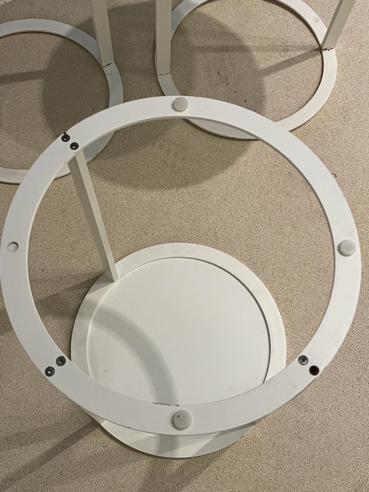 Three white circular side tables - Image 2 of 4