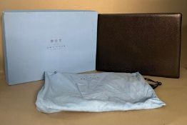 A leather Smythson album with black sheets, box and dust cover 41cm x 32cm