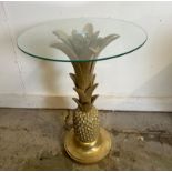 A glass topped pineapple occasional table (H64cm Dia45cm)