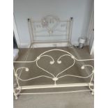 5ft wrought iron bed frame with wooden slats to base
