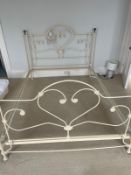 5ft wrought iron bed frame with wooden slats to base