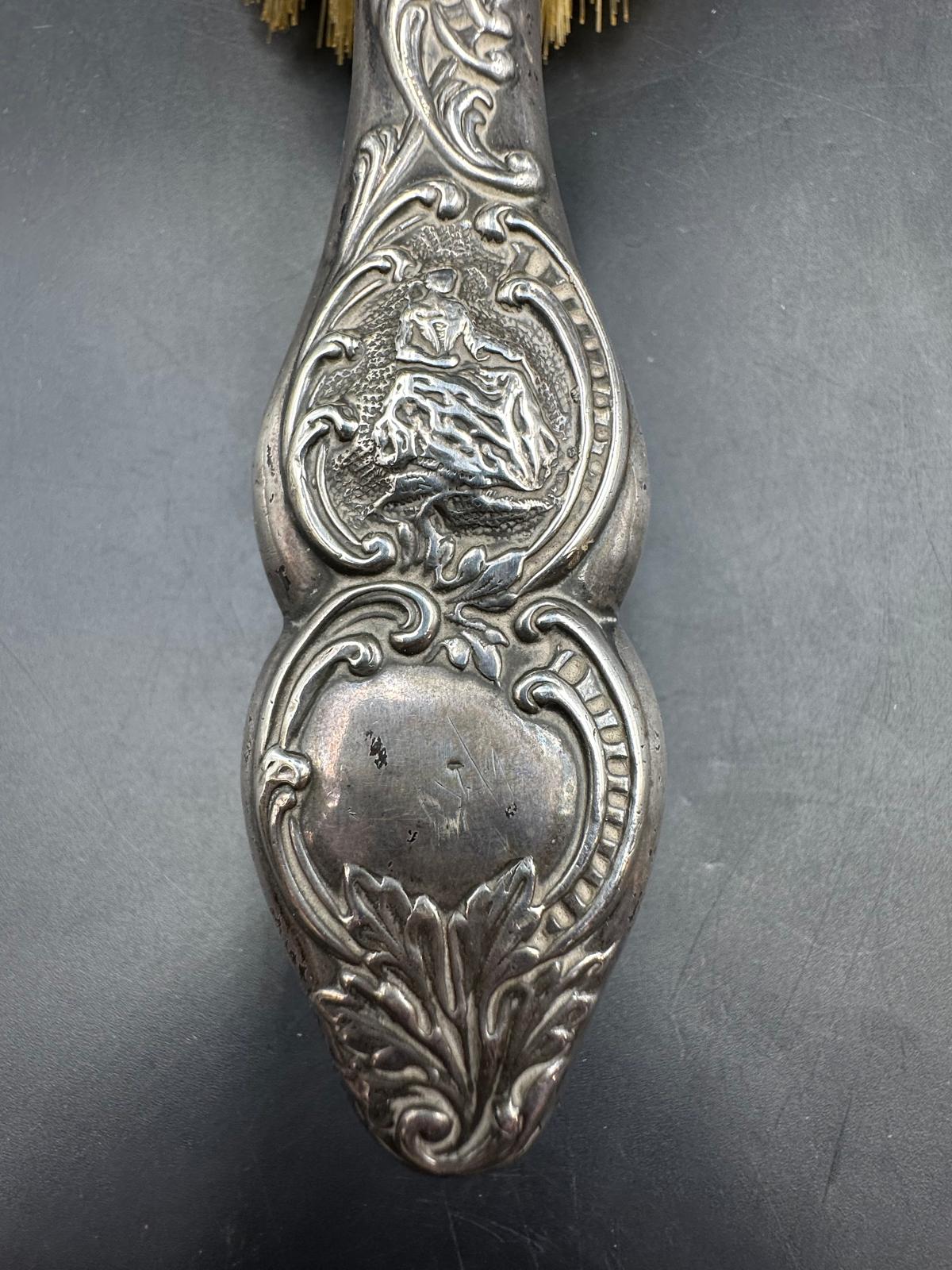 An ornate classical themed silver backed dressing table brush by Levi & Salaman, Birmingham 1900 - Image 2 of 6