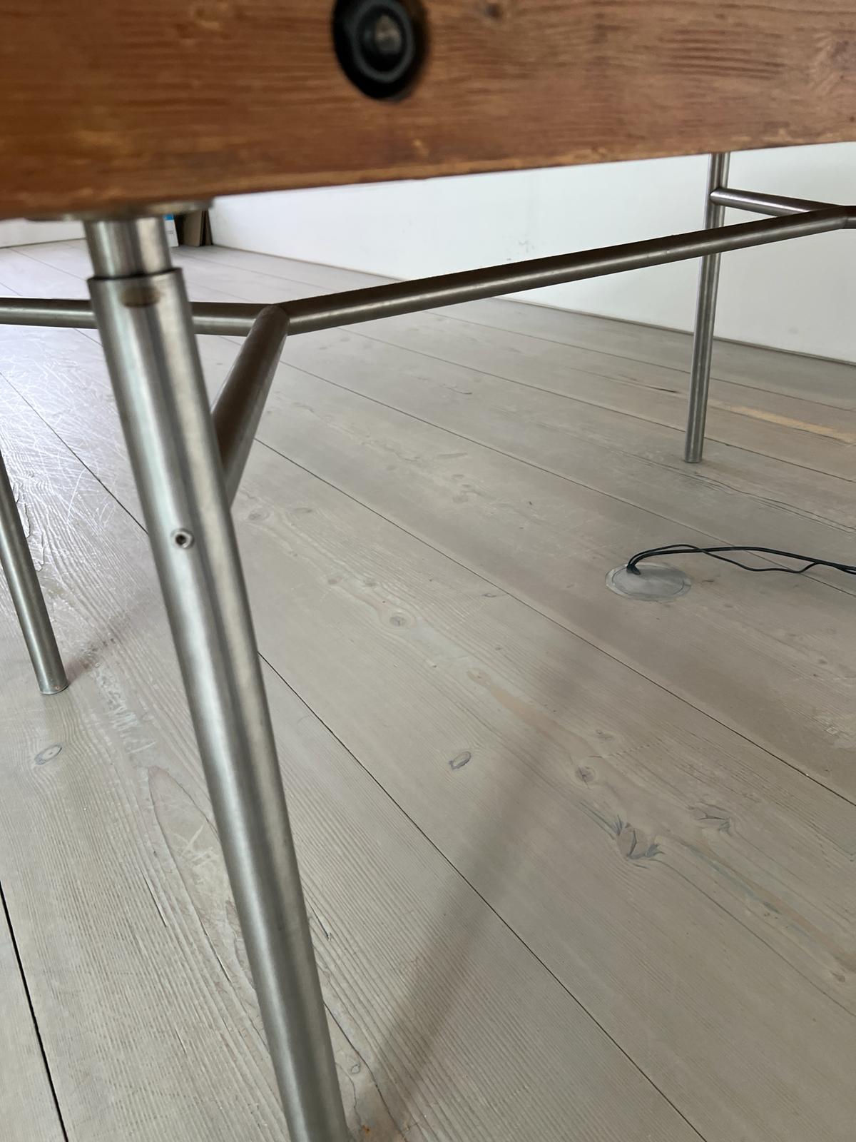 A large oak reclaimed table with plank top and chrome legs (H80cmD120cm W180cm) - Image 2 of 5