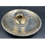 A sterling silver pin dish in the form of a Sombrero, marked 925 to base (Total weight 101g)