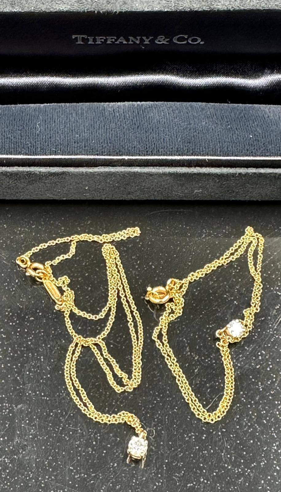A fine chain necklace with diamond pendant signed Tiffany & Co. on 18ct yellow gold. Combined - Image 2 of 2