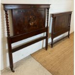 Walnut and mahogany single bed ends (H125cm W112cm)