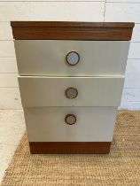 A small contemporary three drawer chest of drawers (H69cm W49cm D46cm)