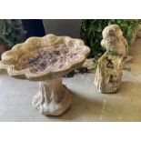 Two garden ornaments (Bird bath H43cm Dia46cm)