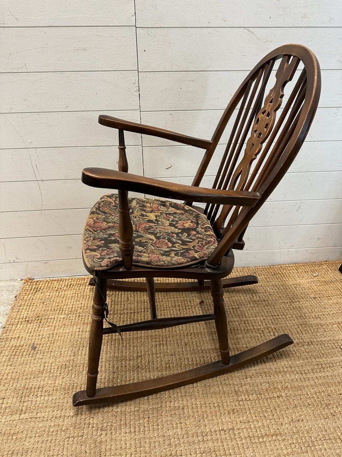 A Mid Century wheel back rocking chair - Image 2 of 4