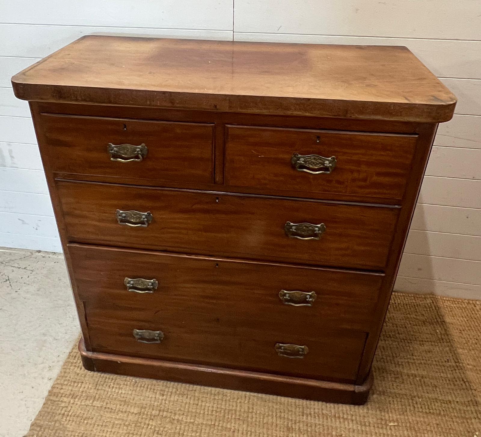 A mahogany two over three chest of drawers (H110cm W103cm D47cm) - Image 2 of 4