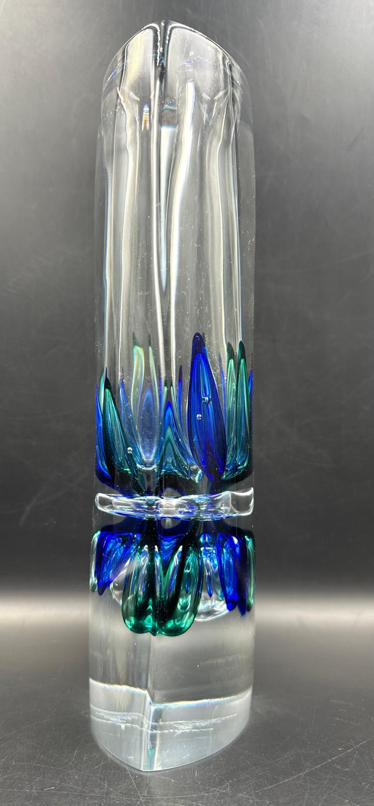 A Sommerso single stem glass vase signed to base approximately 27cm H - Image 6 of 10