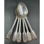 A set of six Georgian teaspoons, hallmarked for London 1834, with an approximate total weight of
