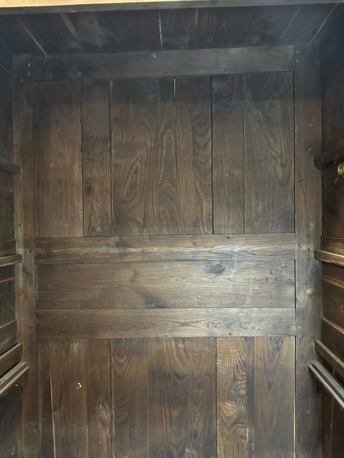 A substantial French style two door wardrobe with star marquetry inlay to crown, etched brass finger - Image 7 of 11