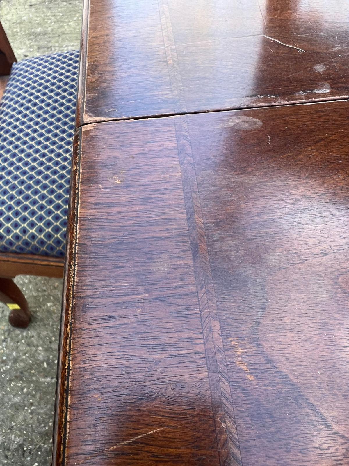 A mahogany dining table with twin pedestal and eight chairs (H75cm W183cm D112cm with three leaves - Image 5 of 8