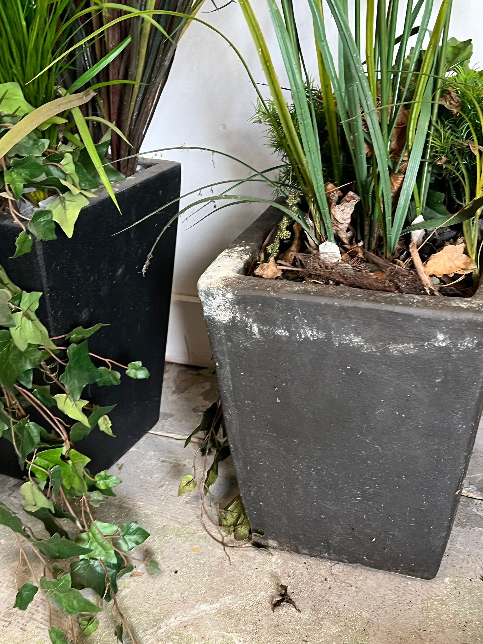 Two planters with artificial plants (H34cm and H37cm) - Image 2 of 2