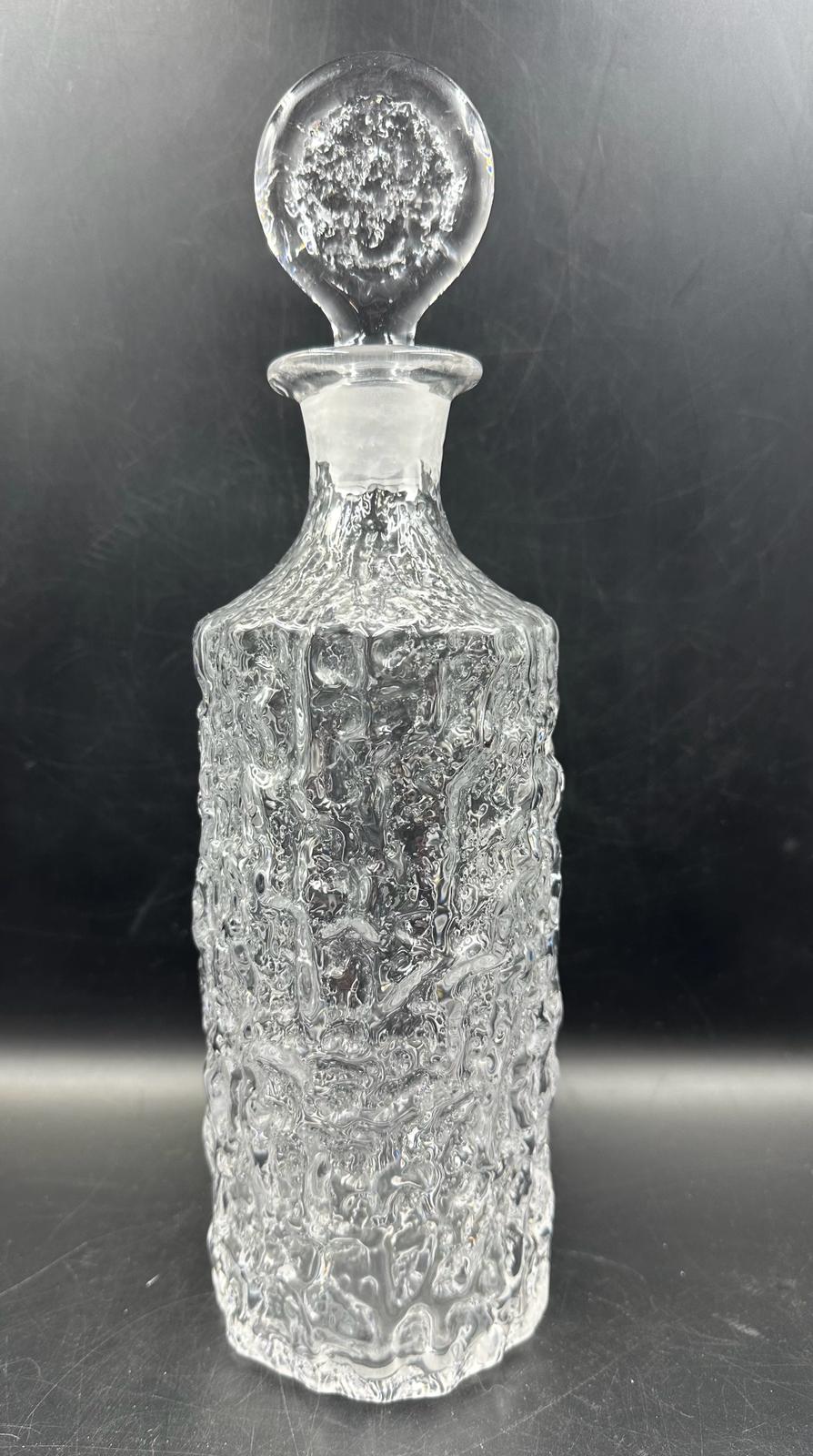 Two Whitefriars clear glass decanters in a moulded bark style form - Image 9 of 12