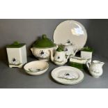 A quantity of vintage Tariffing West German Shepherd, sheep ceramics to include teapot, terrine,