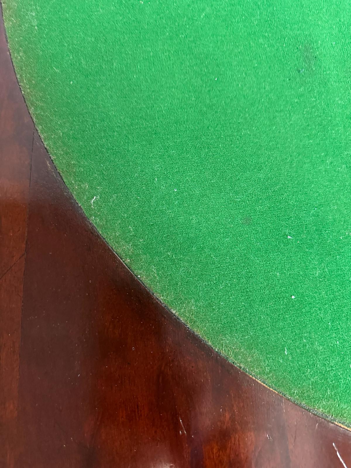 A mahogany folding card table with a green baize top on castors (H58cm W76cm D38cm) - Image 2 of 7