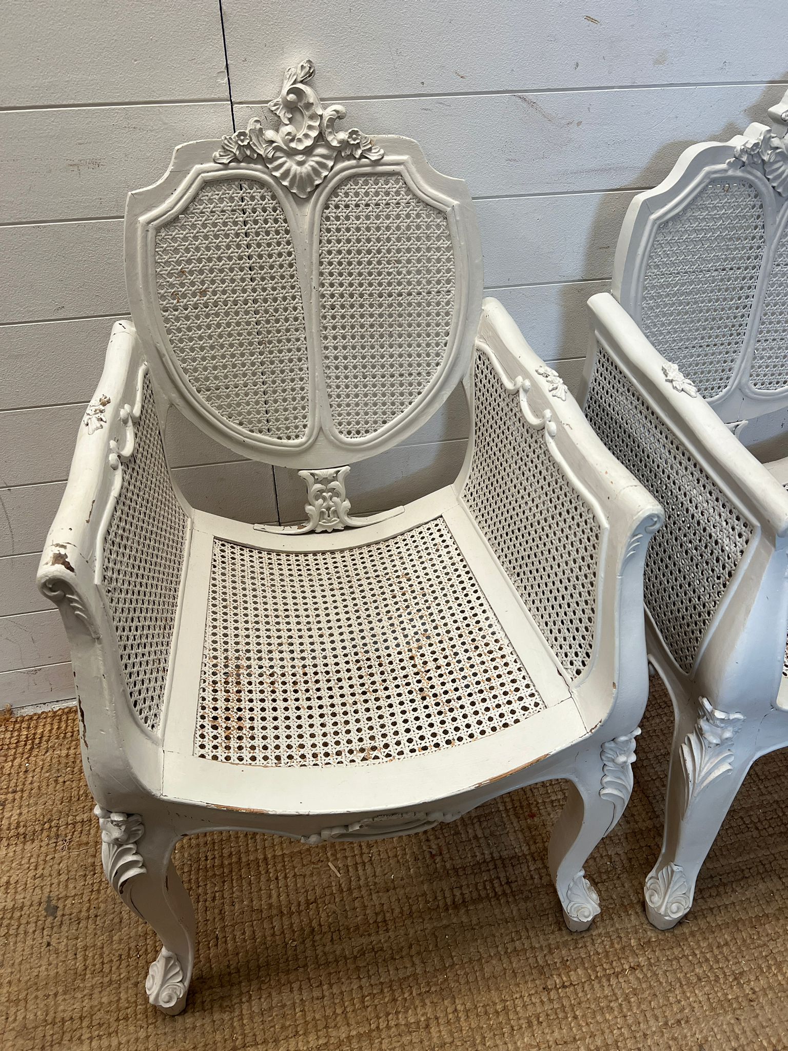 A pair of French painted Bergère arm chairs - Image 2 of 6