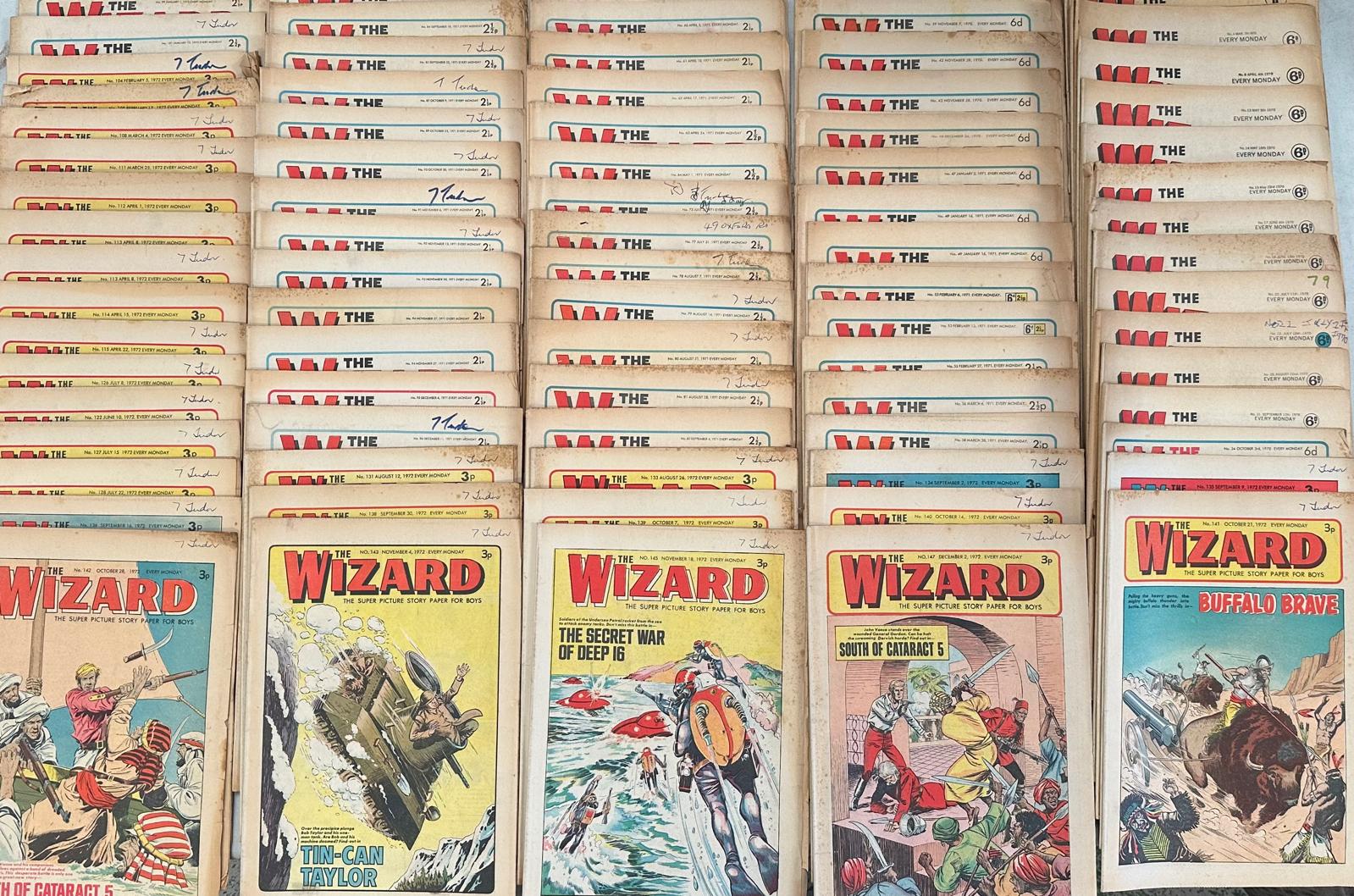 A collection of vintage The Wizard comics including issue 1 and 2