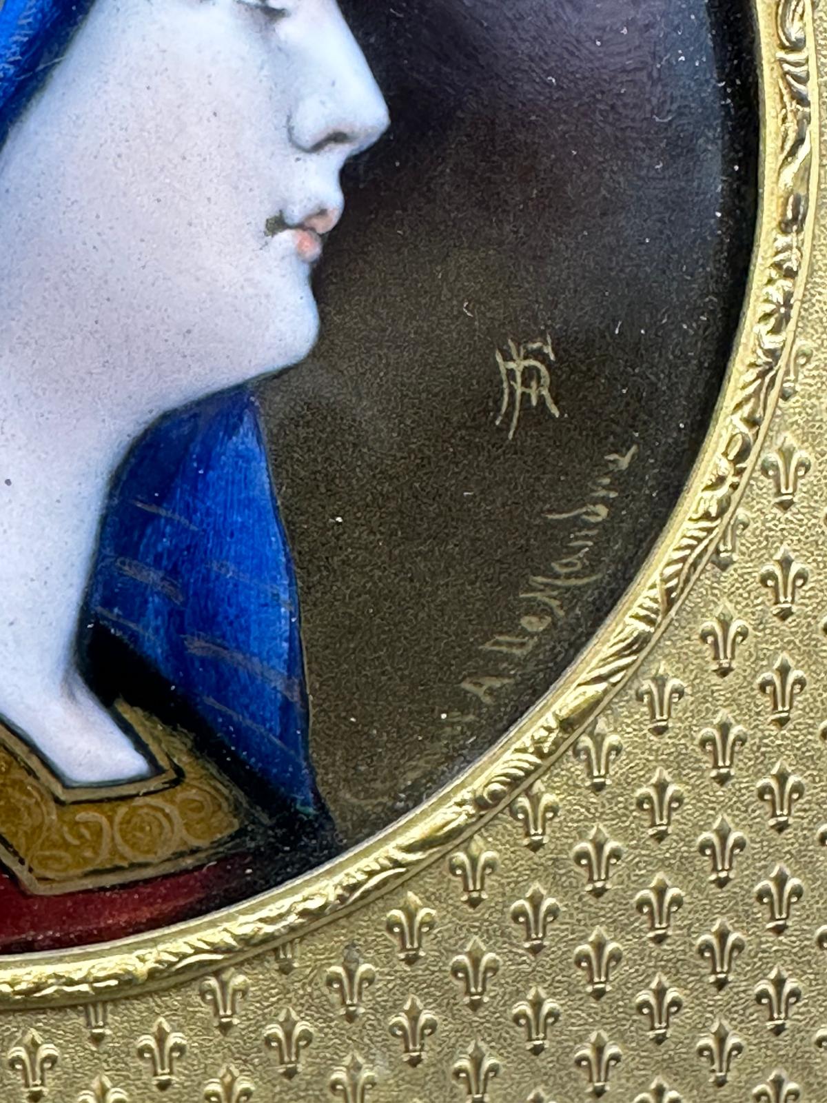 D'Apres Emile Albert De Mandre (French 1869 -) Continental gilt metal framed miniature portrait of - Image 3 of 8