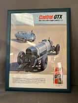 A vintage Castrol GTX The Complete Engine Protector poster featuring a Sunbeam and a Peudine Sands
