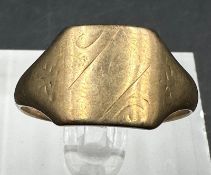 A 9ct gold signet ring, size X with an approximate weight of 4.7g