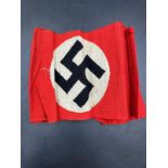 A WWII era Nazi party arm band with RZM paper label to interior, numbered 421870