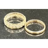 Two 9ct gold rings, one wedding band and a eternity style ring, approximate combined total weight is