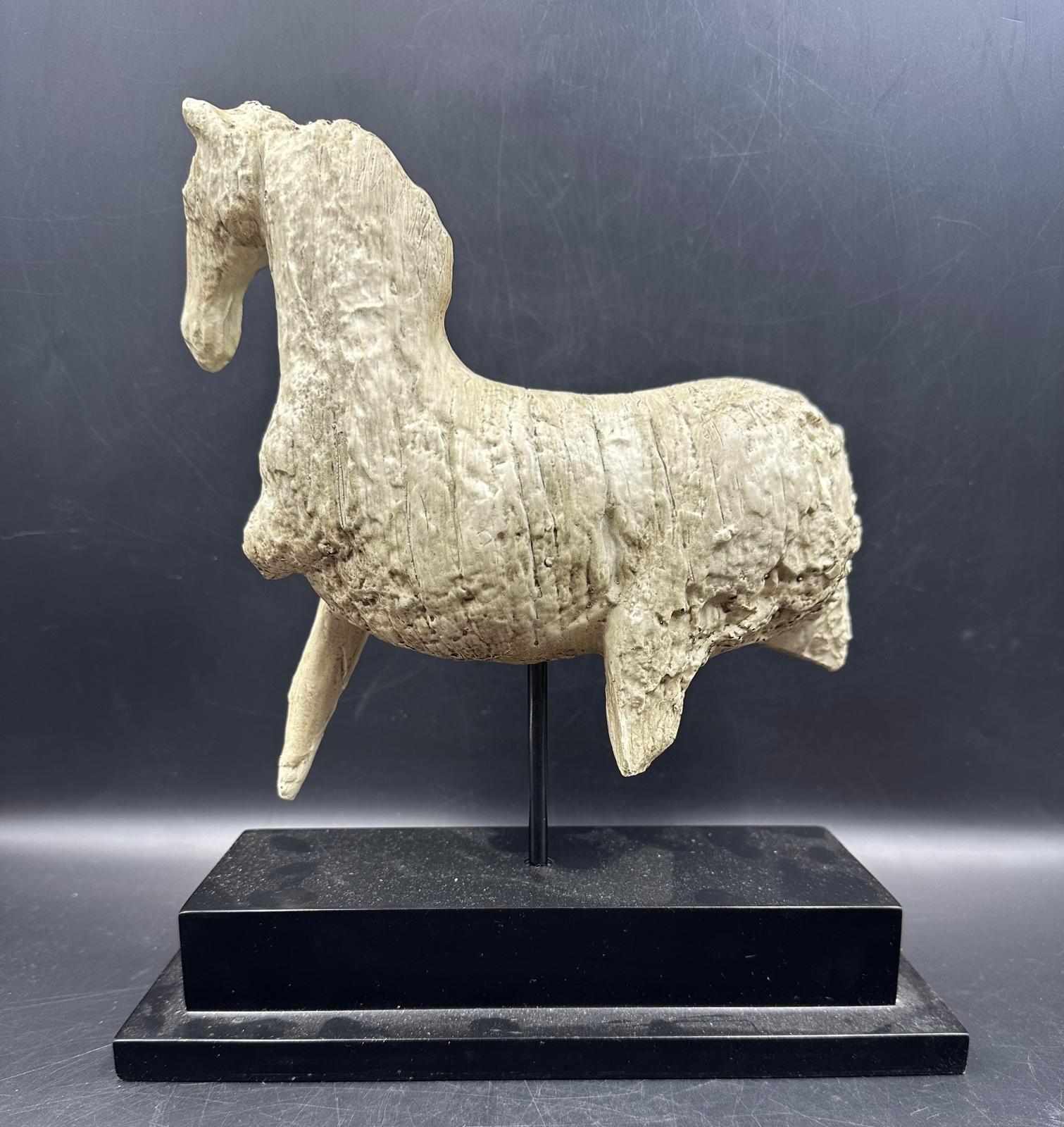 A contemporary impressionist wooden sculpture of a horse on plinth Height 27cm - Image 2 of 4